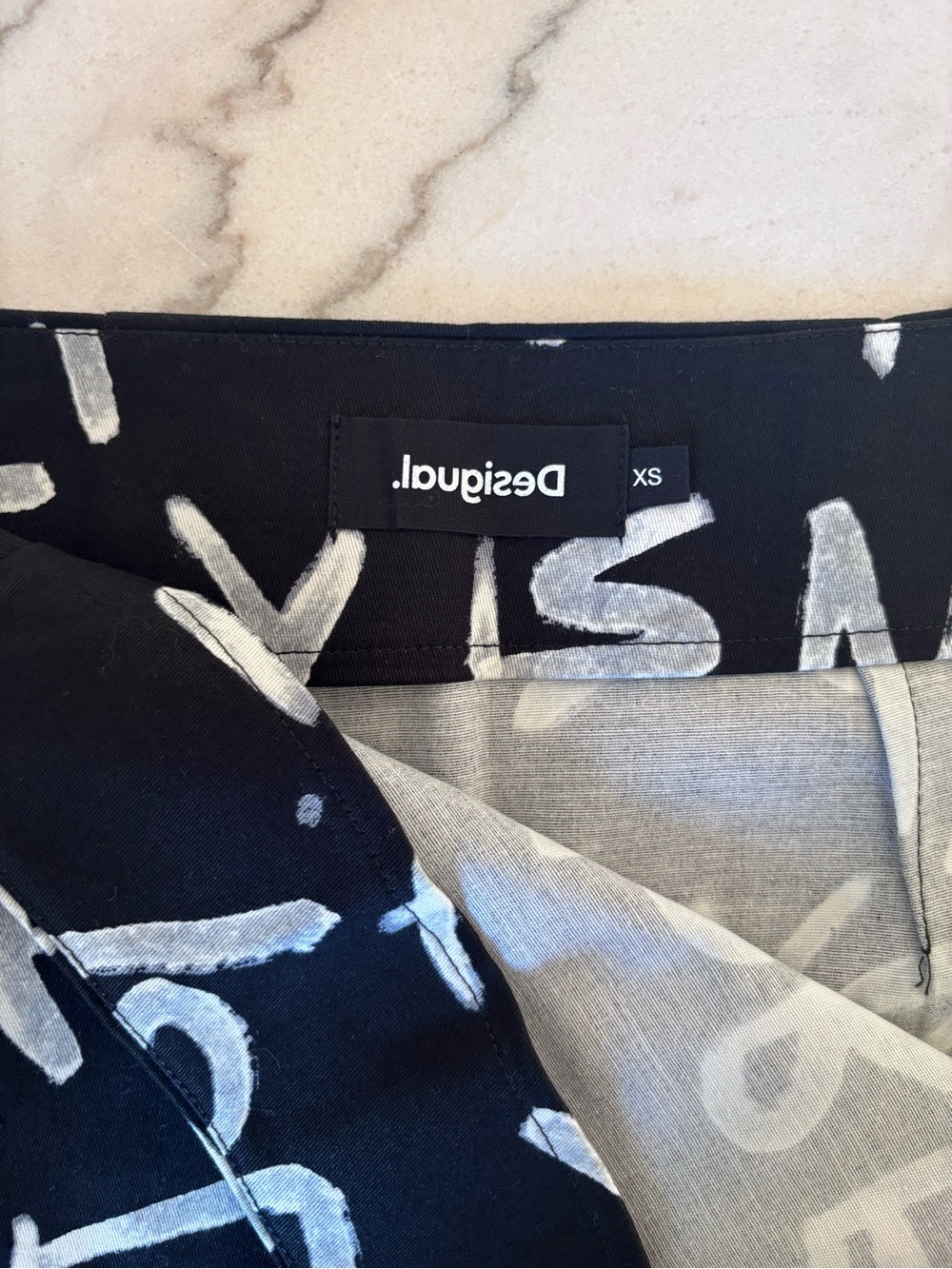 Desigual Slim Mini Skirt With Text (Size XS) - Picture 4 of 6